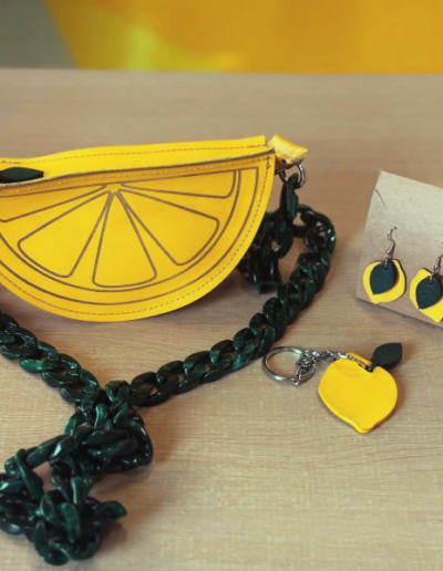 Bolso, llavero y pendientes